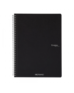 Quaderno con rilegatura a spirale elegante in argento dalla superficie opaca. 70 fogli interni in carta da 90 g/m2 microforate. Copertina in cartoncino da 290 g/m2, retrocopertina in cartoncino da 350 g/m2 che rappresenta una base solida che permette di s