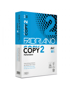 La carta per fotocopie Copy 2 Fabriano di colore bianco di alta qualità che offre elevate prestazioni sia con tecnologia Laser, Fax, Fotocopiatrici, Getto d'inchiostro. 100% pura cellulosa sbiancata con processi ecologici certificata ECF (Elemental Chlori