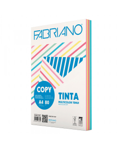 Carta naturale, colorata in massa e in superfice. Ottima qualità. Prodotta con il 100% di cellulosa E.C.F., certificata FSC. Acid free con riserva alcalina a garanzia di lunga conservazione. Long Life (ISO 9706). Idonea per fotocopie, stampe laser ed inkj