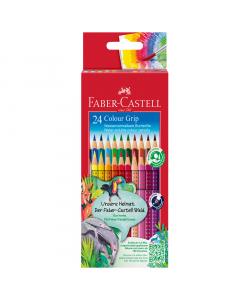 Matite colorate con sezione triangolare ergonomica. Zona grip con pallini antiscivolo per una presa sicura. Atossiche. Verniciatura a base d'acqua. Spazio sul fusto per scrivere il nome. Facilmente lavabili da pelle e tessuti. Astuccio in cartone appendib