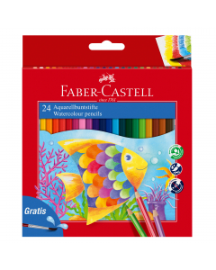 Pastelli di legno colorati acquerellabili in astuccio di cartone.
