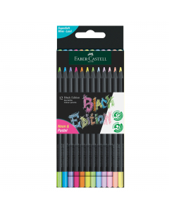Matite colorate Neon e Pastel Black Edition, fusto ergonomico a forma triangolare e mina resistene alla rottura grazie al sistema brevettato SV. Ideali per creare splendidi effetti anche su carta scura o colorata.