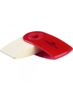 Gomma per matita in vinile senza ftalati e PVC con custodia protettiva nei colori rossi e blu assortiti. Dimensioni 55x28x15mm.