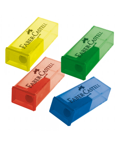 Temperamatite con serbatoio in plastica in 4 colori assortiti ad 1 foro. Dimensioni 60x25x15mm. Perfetto per l'astuccio.