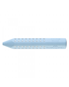 Gomma per matita in vinile senza PVC e ftalati. Grigia e forma di matita conforme agli standard di sicurezza (EN71). Dimensioni 90x15x15mm.