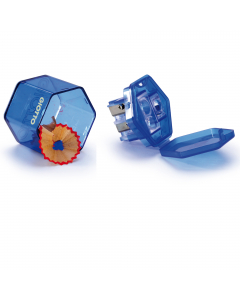 Temperamatite esagonale a 3 fori in 5 colori assortiti ( rosa, arancio, blu, verde, giallo).