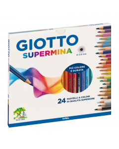Pastello esagonale lunghezza 18cm, verniciato nel colore della mina con spigoli dorati. Mina diam. 3,5mm.