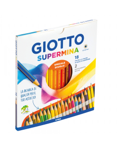 Pastello esagonale lunghezza 18cm, verniciato nel colore della mina con spigoli dorati. Mina diam. 3,8mm.