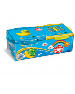 Pasta per giocare morbida, fatta con ingredienti naturali. E' innocua e non macchia. 2 barattoli da 100gr nei colori giallo e azzurro glitter.
