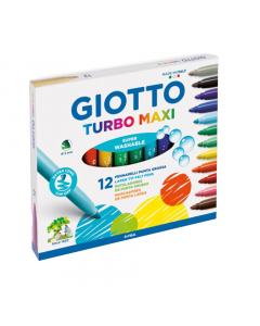 Pennarello formato maxi, facile da impugnare, punta grossa Ø 5 mm. Inchiostri innocui, superlavabili da mani e tessuti in lavatrice a 40°. Cappuccio ventilato e tappo di sicurezza bloccato. Punta antirientro in fibra, super-resistente e di lunga durata. D