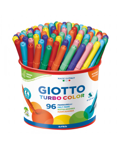 Pennarelli con inchiostri innocui e lavabili, cappuccio ventilato e tappo di sicurezza bloccato. Punta fine antirientro diam. 2,8 mm. Pennino in fibra super-resistente di lunga durata. Colori lavabili dai tessuti a 40° in lavatrice. Colori intensi e brill