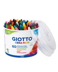 Maxi pastello a cera tondo, rivestito singolarmente con carta protettiva nel colore del pastello. Diametro 11,5mm, lunghezza 100mm. Formato gigante, facile da impugnare. Colori ricchi, morbidi e coprenti. Formula lavabile dalle mani con acqua e sapone, la