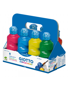 Tempera pronta a base acrilica appositamente studiata e realizzata per i bambini. Formula con una speciale resina che conferisce buona applicabilita' e facile stesura su vari supporti: vetro, plastica, legno, ecc. effetto vernice brillante. Il flacone e' 