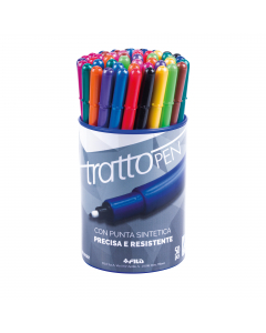 Penna punta sintetica indeformabile Made in Italy con inchiostro a base d'acqua. Tratto da 0.5mm preciso e pulito è ideale per scrivere, disegnare e sottolineare con originalità. Barattolo da 50 pennarelli . Disponibile in 24 varianti di colore: blu, ross