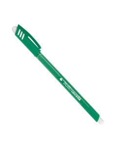 Inchiostro permanente dopo 24h. Cappuccio anti soffocamento. Spazio per la personalizzazione. Fusto e cappuccio nel colore dell'inchiostro.
La penna è dotata di doppia gomma : sul fusto e sul cappuccio.
Punta 1,0mm. Colore: verde.