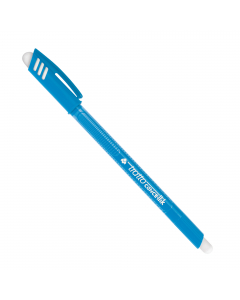 Inchiostro permanente dopo 24h. Cappuccio anti soffocamento. Spazio per la personalizzazione. Fusto e cappuccio nel colore dell'inchiostro.
La penna è dotata di doppia gomma : sul fusto e sul cappuccio.
Punta 1,0mm. Colore: azzurro.