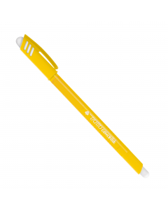 Inchiostro permanente dopo 24h. Cappuccio anti soffocamento. Spazio per la personalizzazione. Fusto e cappuccio nel colore dell'inchiostro.
La penna è dotata di doppia gomma : sul fusto e sul cappuccio.
Punta 1,0mm. Colore: giallo.