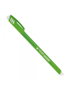 Inchiostro permanente dopo 24h. Cappuccio anti soffocamento. Spazio per la personalizzazione. Fusto e cappuccio nel colore dell'inchiostro.
La penna è dotata di doppia gomma : sul fusto e sul cappuccio.
Punta 1,0mm. Colore: verde chiaro.