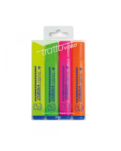 Busta 4 colori. Inchiostro a base d'acqua che asciuga rapidamente su tutti i tipi di carta normale, autoricalcante e fax. Punta scalpello con tratto 1,0-5,0mm.