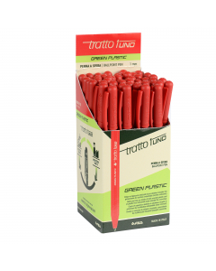 Tratto 1 Green Plastic, la nuova Tratto 1 tutta green! Corpo e cappuccio sono realizzati sia con plastica riciclata che con plastica da riutilizzo industriale. Scrittura scorrevole e partenza immediata, traccia media 0,5 mm in 3 colori di scrittura blu, r