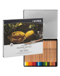 Set 24 matite colorate acquerellabili per uso professionale. Mina maggiorata da 3,7mm composta da pigmenti permanenti. Intensi e brillanti si acquerellano perfettamente sul foglio grazie a emulsionanti cerosi.