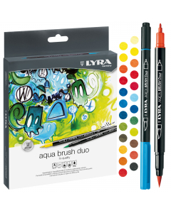 Aqua Brush Duo è una penna con punta a pennello per artisti, designers e amatori di ogni età. Le due punte sono estremamente resistenti e consentono un lungo impiego senza perdere la qualità iniziale. Da un lato la punta a pennello (4 mm) permette di util