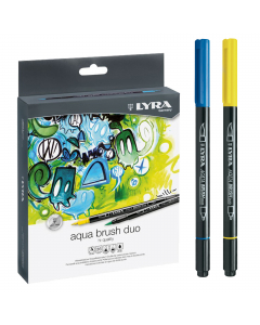 Confezione 36 pennarelli a due punte di ottima qualità. Punta fine per disegni di precisione, contorni e dettagli. La punta pennello permette invece una pennellata piatta, morbida e pulita. Colori a base acqua perfettamente acquerellabili.