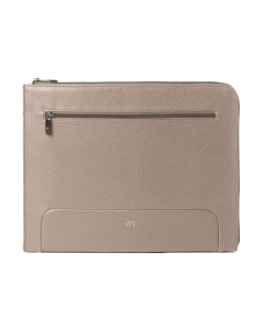 Portadocumenti sottobraccio. Doppia tasca interna, tasca esterna con zip, formato utile cm 25x34.