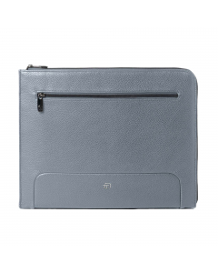 Portadocumenti sottobraccio. Doppia tasca interna, tasca esterna con zip, formato utile cm 25x34.