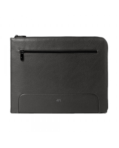 Portadocumenti sottobraccio. Doppia tasca interna, tasca esterna con zip, formato utile cm 25x34.