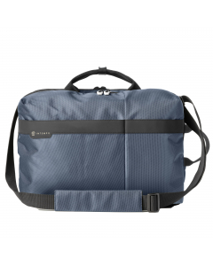 Borsa Bi-Bag JOB a 2 manici trasformabile in zaino in tessuto tecnico colore blu, interno con doppio vano centrale con tasche porta documenti e terza tasca imbottita porta Notebook 15" sul retro, tasche nascoste con zip, esterno con tasca frontale porta a