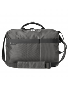 Borsa Bi-Bag JOB a 2 manici trasformabile in zaino in tessuto tecnico colore antracite, interno con doppio vano centrale con tasche porta documenti e terza tasca imbottita porta Notebook 15" sul retro, tasche nascoste con zip, esterno con tasca frontale p