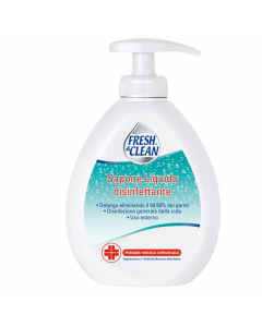 Sapone liquido disinfettante studiato per il lavaggio antisettico delle mani e della cute. Elimina il 99,99% dei batteri. Formulazione a pH eudermico che rispetta l’equilibrio della pelle. Adatto anche per i bambini. È presidio medico chirurgico. Capacità