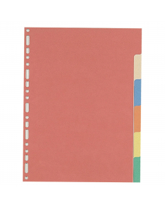 Separatore in cartoncino colorato (6 differenti colori). Composto da 6 tacche neutre. Foratura universale. Formato interno: 21x29,7 cm. Il cartoncino Þ personalizzabile grazie al sistema di stampa disponibile sul sito internet www.favoritprint.it.
Made in