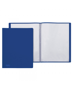 Portalistino in Naturene (polipropilene) con copertina blu e flessibile. Le 10 buste sono fisse e aperte sul lato superiore. Finitura buccia di arancia. Formato contenuto 22x30cm. Made in Italy