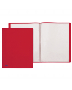 Portalistino in Naturene (polipropilene) con copertina rossa e flessibile. Le 20 buste sono fisse e aperte sul lato superiore. Finitura buccia di arancia. Formato contenuto 22x30cm. Made in Italy
