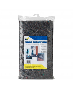 Feltro assorbente termofuso 220 gr/m2 con base antiscivolo in polietilene 40 gr/m2 privo di clorofluorocarburi, metalli pesanti, formaldeide, fungicidi e pesticidi. Confezionato in busta. Dimensioni: 1x3,5m. Articolo destinato ad esclusivo uso domestico. 