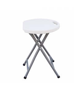 Sgabello HORECA pieghevole di colore bianco. Struttura in acciaio verniciato con vernici epossidiche color grigio e top in HDPE di colore bianco pieghevole. Dimensioni: H44 x P30 x L30cm - 1,7kg.Articolo destinato ad esclusivo uso domestico. Non adatto ad