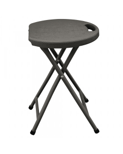 Sgabello HORECA pieghevole di colore noce. Struttura in acciaio verniciato con vernici epossidiche color grigio e top in HDPE di colore noce pieghevole. Dimensioni: H44 x P30 x L30cm - 1,7kg.Articolo destinato ad esclusivo uso domestico. Non adatto ad uso