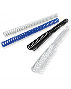 Dorsi plastici ClickBind a 34 anelli GBC , 16 mm. Capacità rilegatura 145 fogli colore nero, confezione da 50.