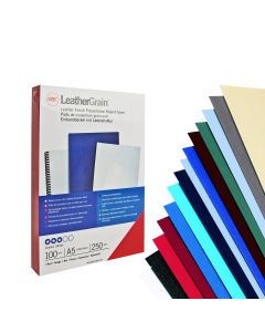Copertine Leathergrain in cartoncino goffrato.