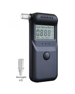 Etilometro portatile con 5 boccagli inclusi e manuale di istruzioni. Corrente elettrica: 120mA Batterie configurate 3 Batterie (AAA, 1.5 V) Tensione 4.5V Modalità di rilevamento: Sensore a gas a semiconduttore Oggetto di misurazione: Concentrazione di alc