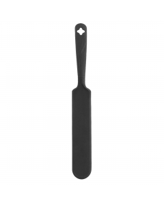 Spatola da cucina di colore nero. Materiale: nylon. Idoneo al contatto con gli alimenti. Può essere lavato in lavastoviglie.