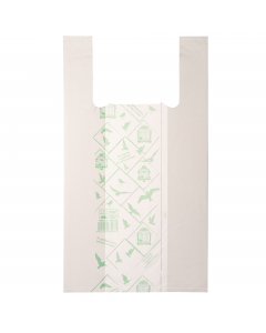 Bio-Shopper a norma UNI EN 13432:2002 biodegradabili e compostabili. Dimensione 28x50cm, soffietti laterali 7cm.