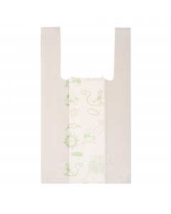 Bio-Shopper a norma UNI EN 13432:2002 biodegradabili e compostabili. Dimensione 22x40cm, soffietti laterali 6,5cm.