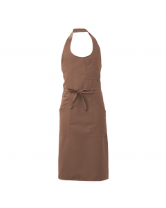 Grembiule Capri con 2 taschini portapenne, 2 tasche e allacciatura collo regolabile con bottoni. Misure: 81x122,5cm. Colore: caffè. Taglia unica. 100% poliestere.
