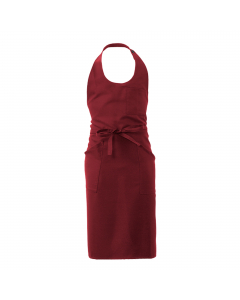 Grembiule Capri con 2 taschini portapenne, 2 tasche e allacciatura collo regolabile con bottoni. Misure: 81x122,5cm. Colore: bordeaux. Taglia unica. 100% poliestere.