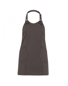 Grembiule Virginia finitura tortora con 2 tasche e allacciatura collo regolabile con fibbia. Colore: tortora. Taglia unica. 98% cotone e 2% elastan.