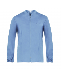 Casacca da uomo 100% cotone. Chiusura centrale con zip rovesciata, Polsi elasticizzati. Taschino sul petto, 2 tasche, Doppio cursore.  Adatto per ambiente ospedaliero. Taglie disponibili: da S - 4XL. Slim fit.