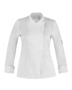 Giacca da Chef 97%COT 3%SPAN. Taglie disponibili: da XS - 3XL Slim fit. Dettagli: Bottoni a pressione. Taschino portapenne sulla manica.